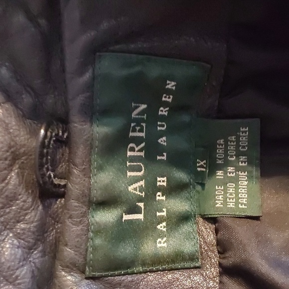 Lauren Ralph Lauren- Womens Black Leather luxury Coat Minimalist Neutral Sz.1X - Picture 10 of 12